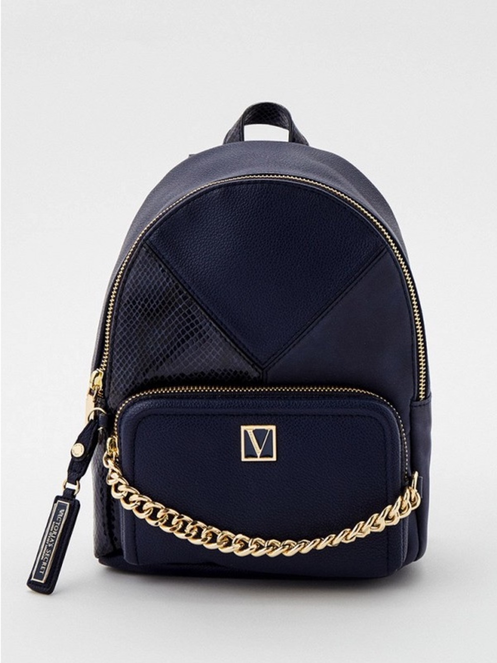 Victoria's Secret Navy Mini Backpack with Gold Chain Accent - Picture 5 of 6